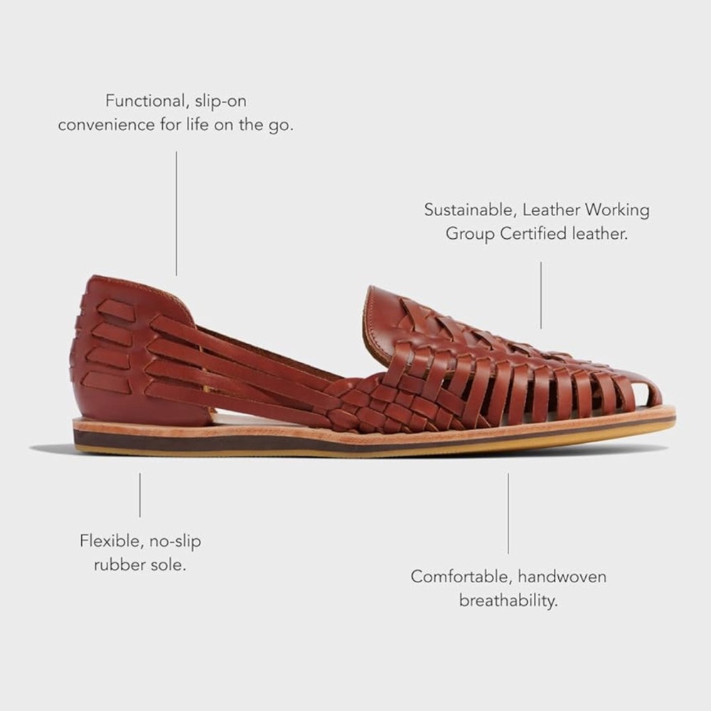 NISOLO Men's Huarache Brown Leather Sandals Slip on Made in Peru NEW - Picture 4 of 12